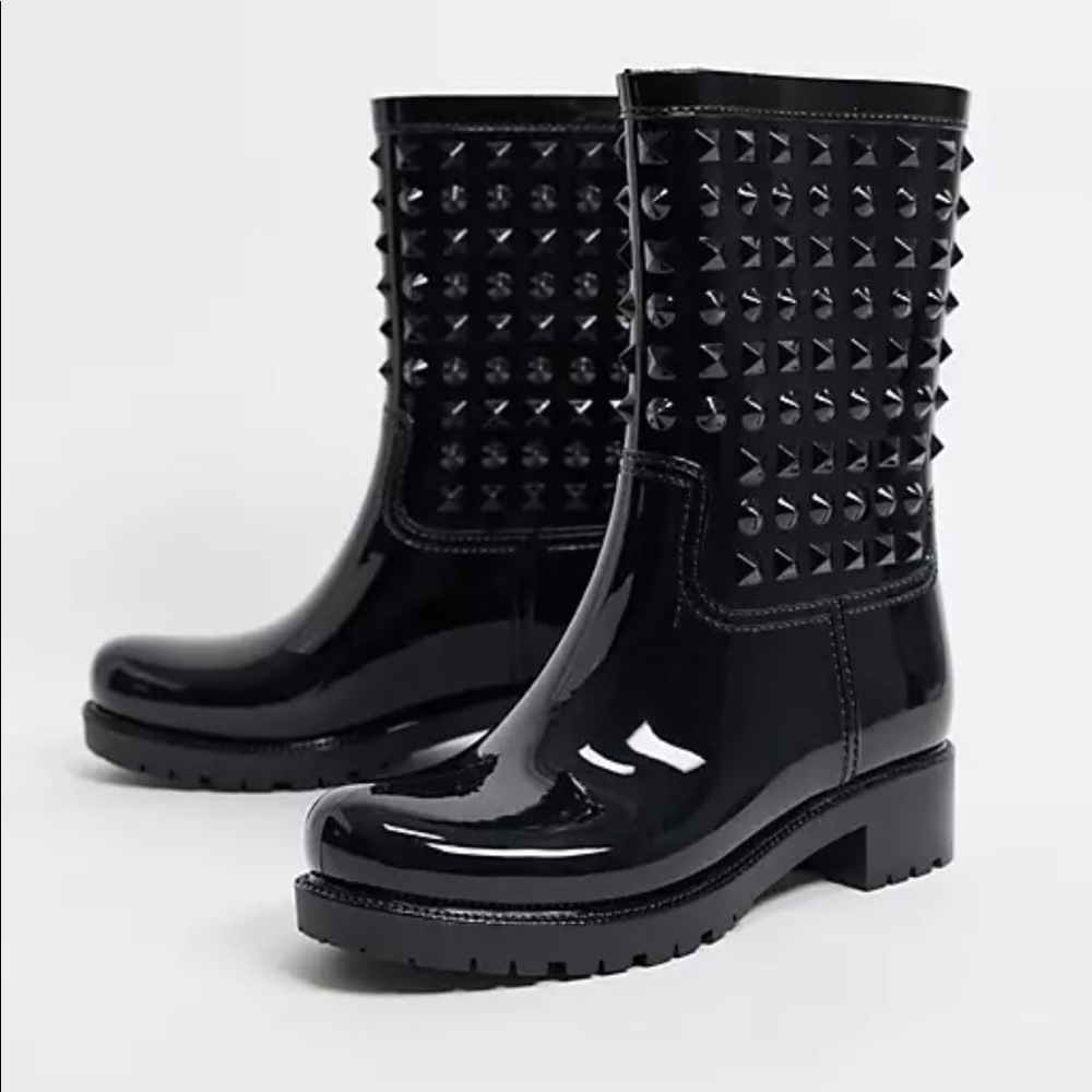Black Studded Rain boots